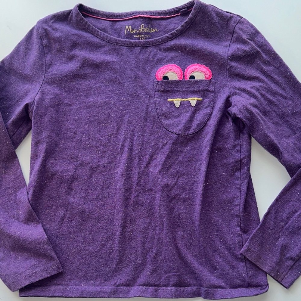 Mini Boden Monster Pocket Tee Gold Metallic  9/10